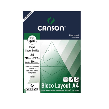 Bloco Lay Out Liso 180g A4 20fls 66667027 Canson