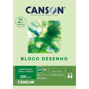 Bloco Desenho 200g A4 Branco 20fls 66667045 Canson