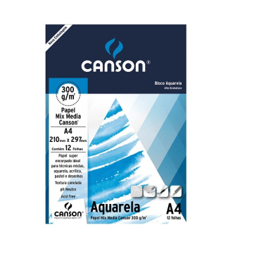Bloco Aquarela 300g A4 12fls 66667180 Canson
