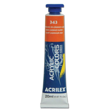 Tinta Acrilica 20ml 343 Vermeho de Cadmio Claro Acrilex