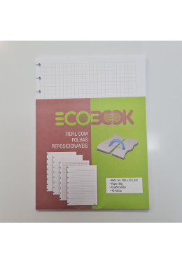 Refil A4 Ecobook Branco 90gr 40fls Quadriculado Pie-0005 Adox