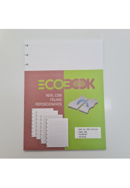 Refil A4 Ecobook Branco 90gr 40fls Pontilhado Pie-0001 Adox