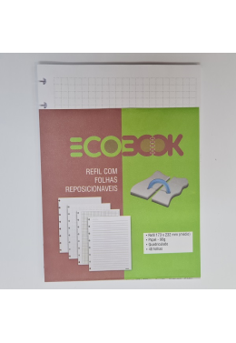 Refil Medio Ecobook Branco 90gr 40fls Quadriculado Pie-0019 Adox