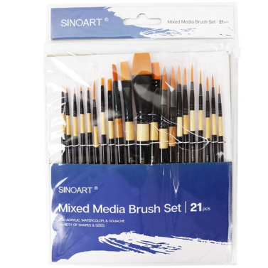 Kit Pincel Sintético C/21 Sfb0309 Sinoart