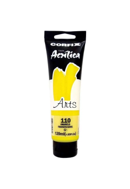 Tinta Acrilica 120ml Arts 110 Amarelo Transparente Gr1 Corfix