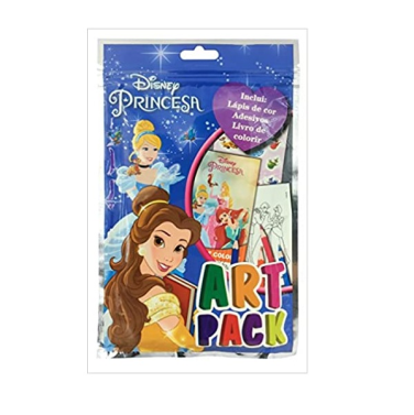 ART PACK - PRINCESA - LAPIS DE COR - ADESIVOS - LIVRO DE COLORIR