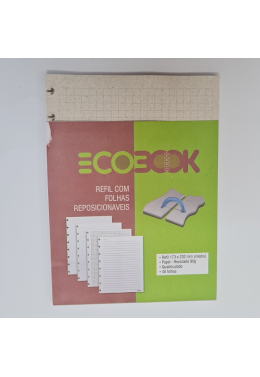 Refil Medio Ecobook Reciclado 90gr 40fls Quadriculado Pie-0019 Adox