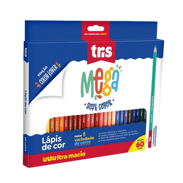 Estojo Lápis de Cor C/60 Mega Soft Novo Tris