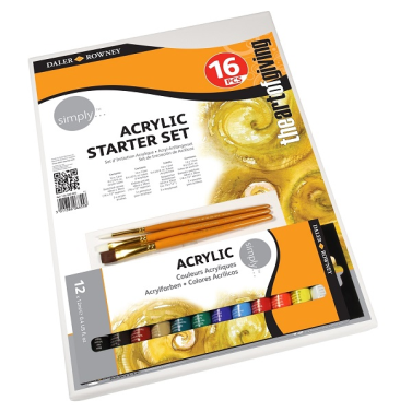 Kit Tinta Acrilica Iniciantes 16pçs 126500005 Daler & Rowey