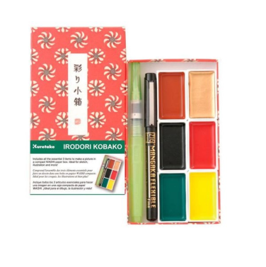 Kit Aquarela C/8 Gansai Tambi Kobako Red Mc2311 Kuretake