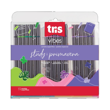 Estojo Caneta Super Fina C/19 Vibes Primavera 678467 Tris