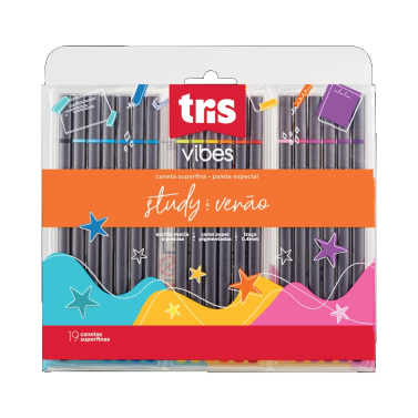 Estojo Caneta Super Fina C/19 Vibes Verão 691572 Tris