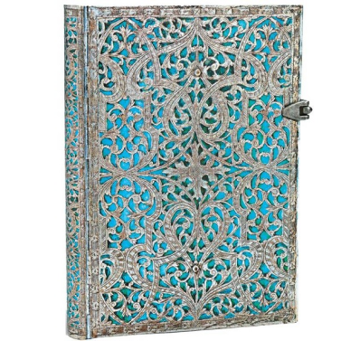 Paperblanks Silver Filigree Maya Blue Midi Pautado  Pb2562-7