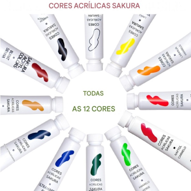 Tinta Acrílica Acrylic Color 12 cores