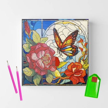 Tela Diamante Borboleta no Jardim H026 DEEX16304 Sinoart